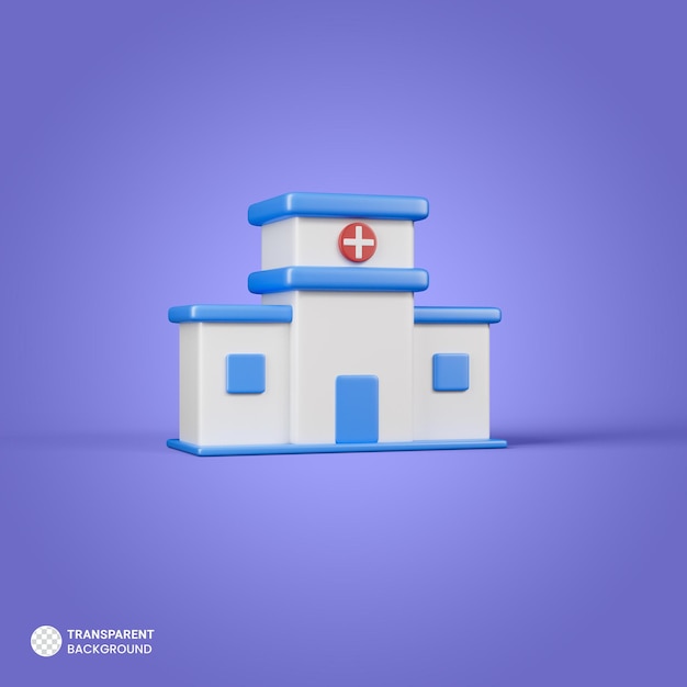 PSD grátis Ícone de hospital isolado renderização 3d ilustração