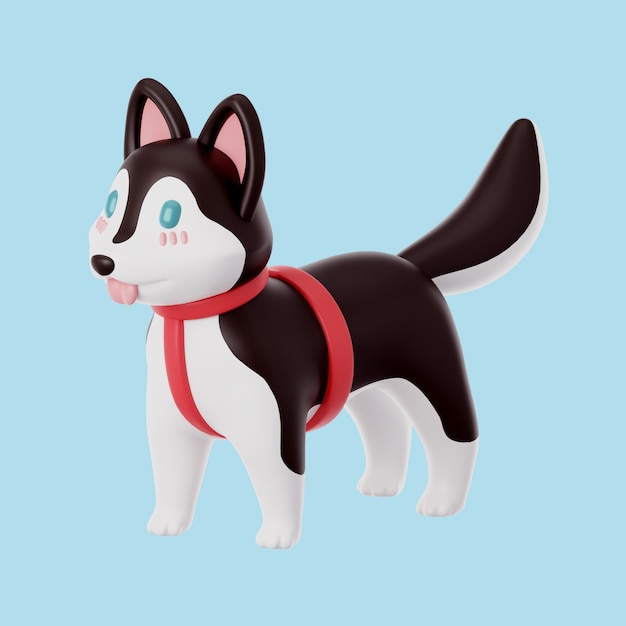 PSD grátis Ícone de inverno 3d com husky