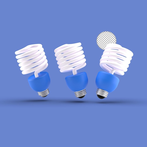 PSD grátis Ícone de lâmpada cfl de poupança de energia isolado renderização 3d ilustração