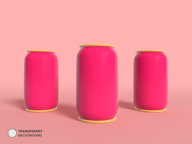 Ícone de lata de refrigerante de bebida energética isolado renderização 3d ilustração