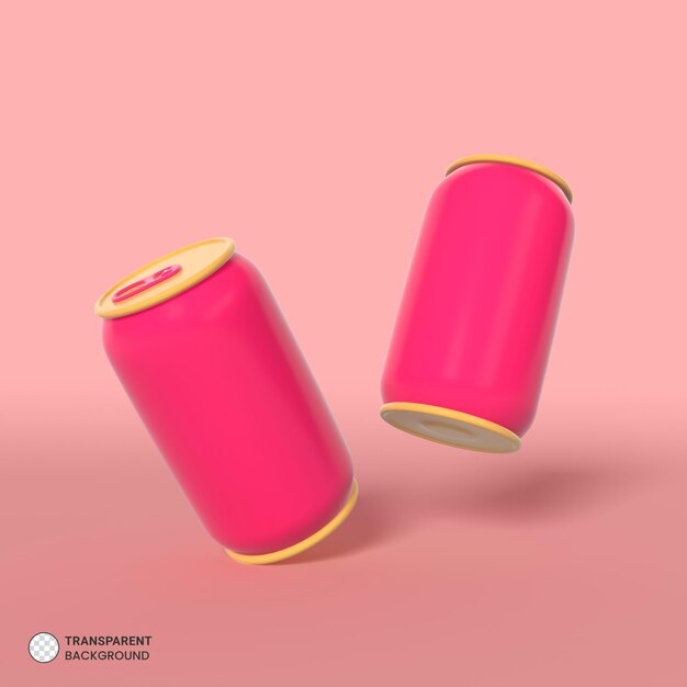 Ícone de lata de refrigerante de bebida energética isolado renderização 3d ilustração