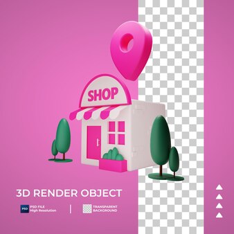 Ícone de localização da loja 3d