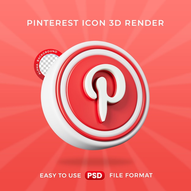 Ícone de logotipo isolado ilustração de renderização 3d do pinterest