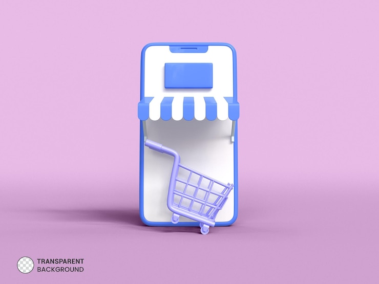 PSD grátis ícone de loja online isolado renderização 3d ilustração