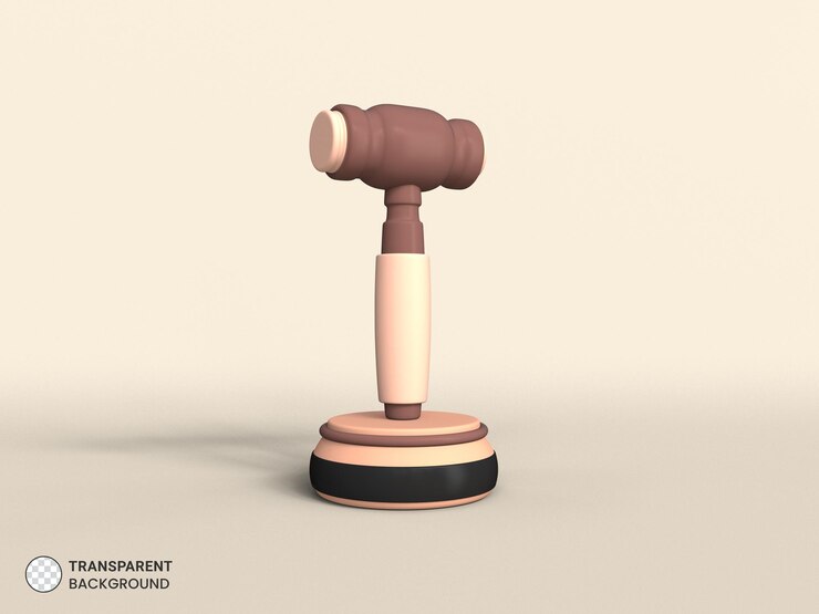 PSD grátis ícone de martelo de juiz isolado 3d render ilustração