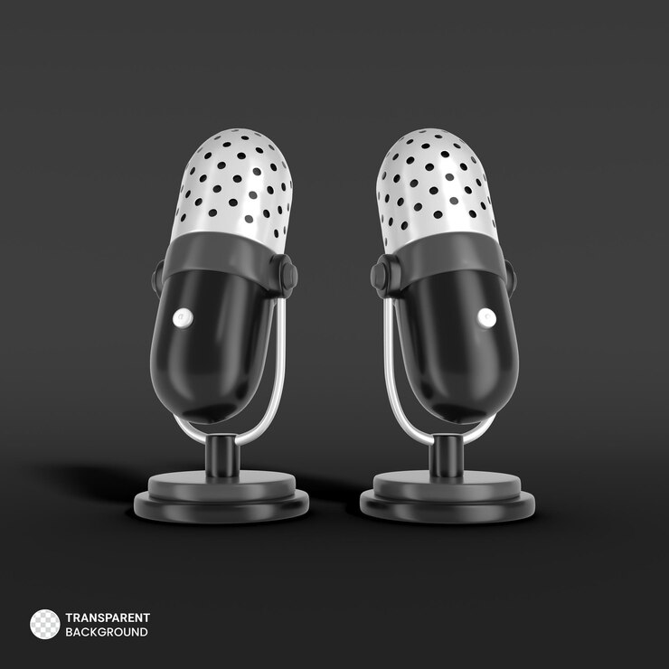PSD grátis ícone de microfone de podcast isolado renderização 3d ilustração