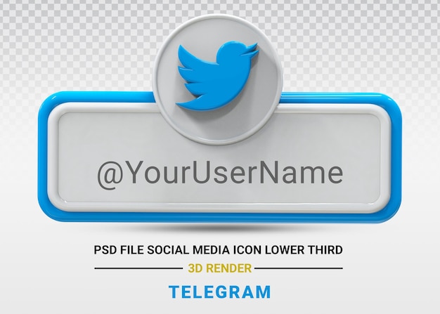 Ícone de mídia social do telegram, terceiro banner inferior, renderização em 3d