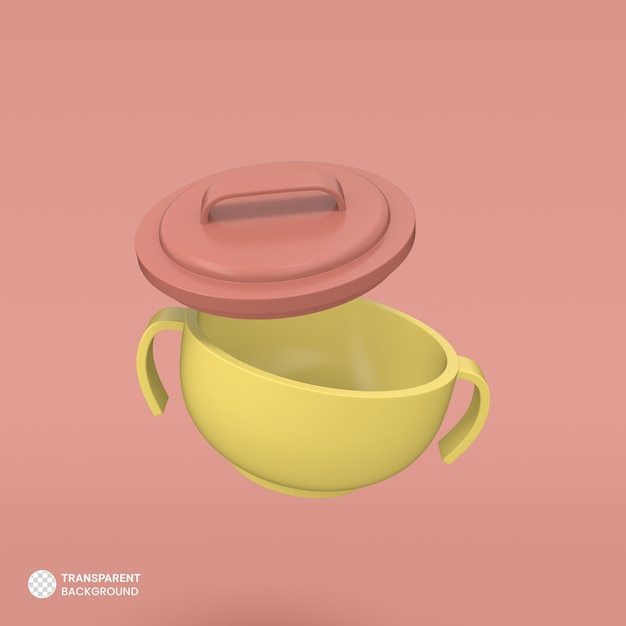 Ícone de recipiente de comida para bebê isolado renderização 3d ilustração