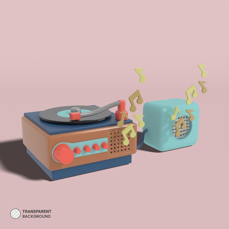 PSD grátis ícone de reprodutor de discos de vinil retrô isolado 3d render ilustração