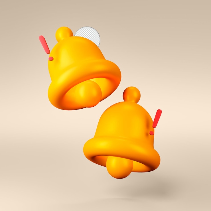 PSD grátis ícone de sino de notificação isolado renderização 3d ilustração