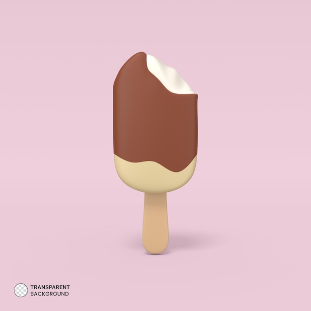 Ícone de sorvete de chocolate isolado 3d render ilustração