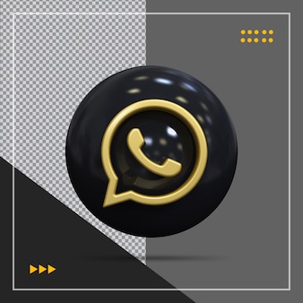 Ícone do whatsapp com estilo dourado e preto