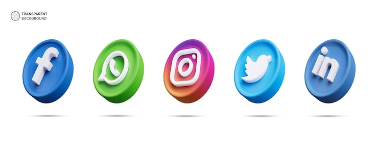 PSD grátis ícones de logotipo de mídia social isolados ilustração de renderização 3d