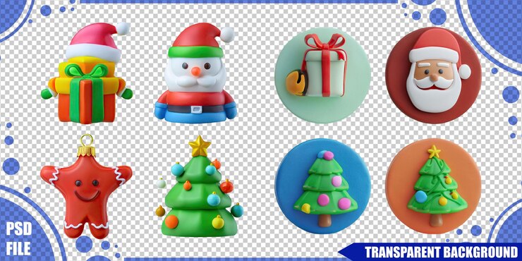 PSD grátis ícones e decorações de natal coloridas