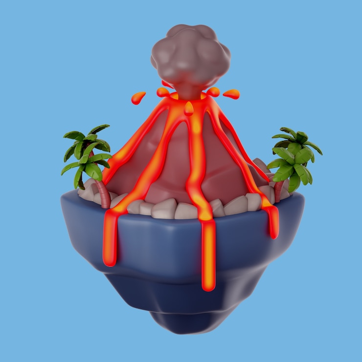 PSD grátis ilustração 3d com ilha flutuante