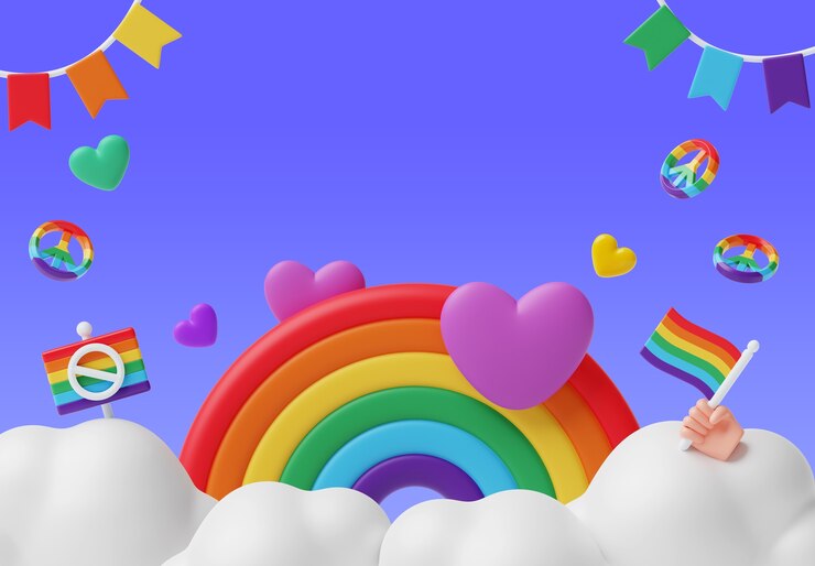 PSD grátis ilustração 3d com mês de orgulho lgbti ainda llife