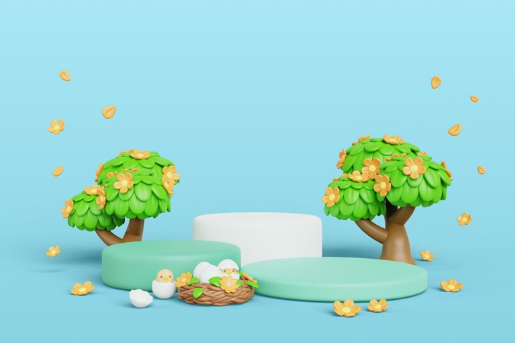 PSD grátis ilustração 3d com pódio de vendas de primavera floral