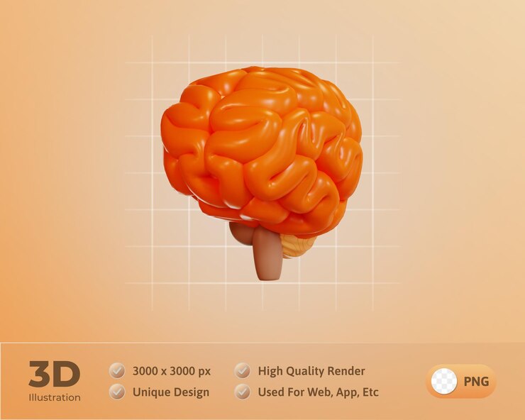 PSD grátis ilustração 3d da educação do ícone do cérebro