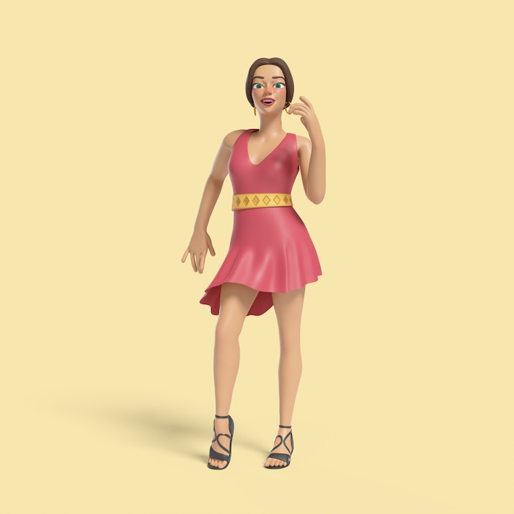PSD grátis ilustração 3d da mulher que mostra uma pose da dança