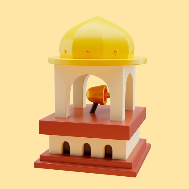 ilustração 3D da torre do sino do ramadã