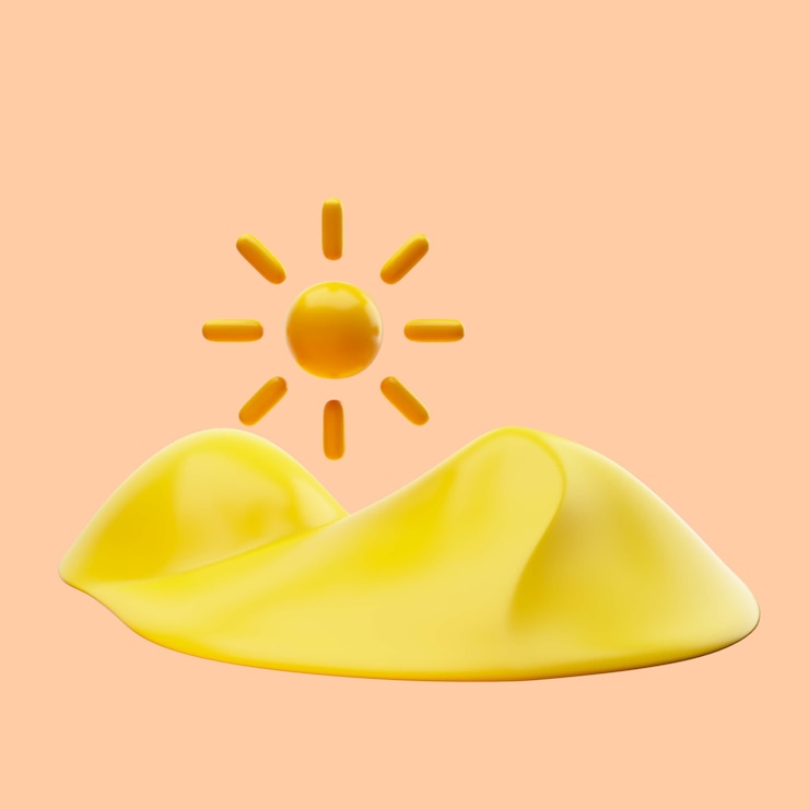 PSD grátis ilustração 3d de dunas de areia do ramadã com sol
