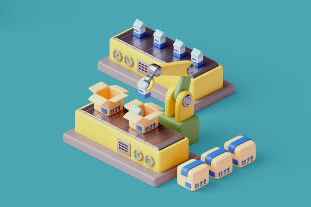 ilustração 3d de fabricação de alimentos