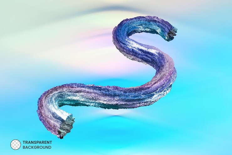 PSD grátis ilustração 3d de forma ondulada holográfica