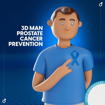Ilustração 3d de homem com arco de prevenção do câncer de próstata novembro azul