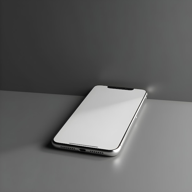 PSD grátis ilustração 3d de smartphone com tela em branco em fundo cinzento
