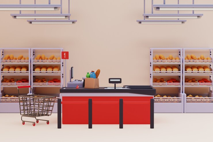 PSD grátis ilustração 3d de supermercado