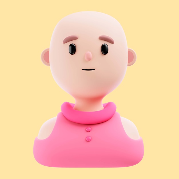 PSD grátis ilustração 3d de uma pessoa careca