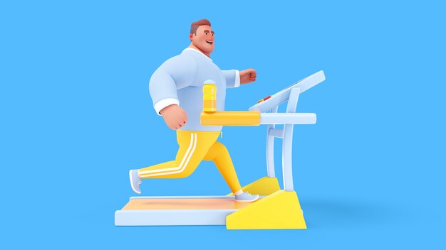 Ilustração 3d do homem atlético fazendo atividades esportivas