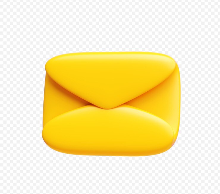 PSD grátis ilustração 3d do ícone de e-mail amarelo simples