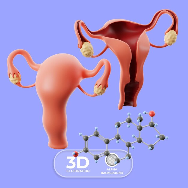 Ilustração 3D do teste de hormônios sexuais