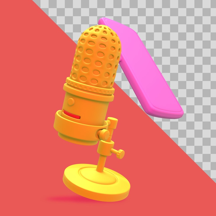 PSD grátis ilustração 3d microfone minimalista e telefone celular para trajeto de recorte de podcast