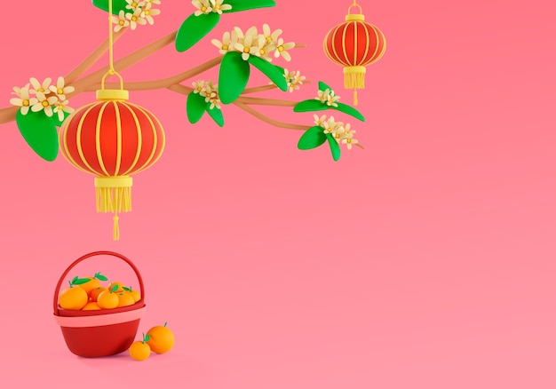 Ilustração 3d para celebração do ano novo chinês