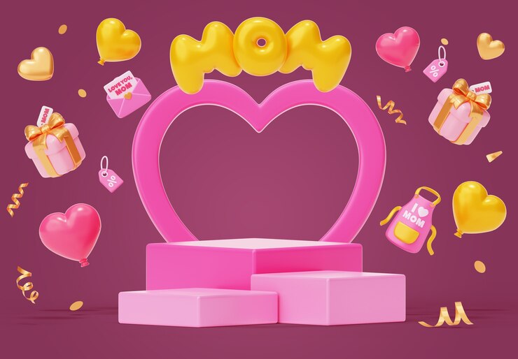 PSD grátis ilustração 3d para o pódio de vendas do dia da mãe