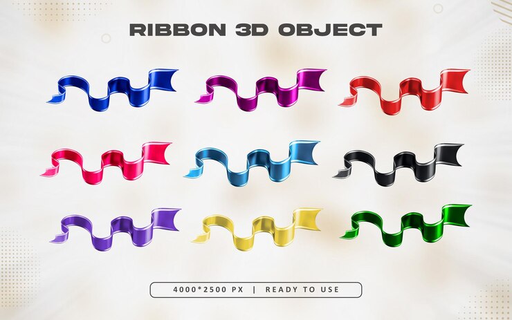 PSD grátis ilustração colorida de conjunto de fitas 3d