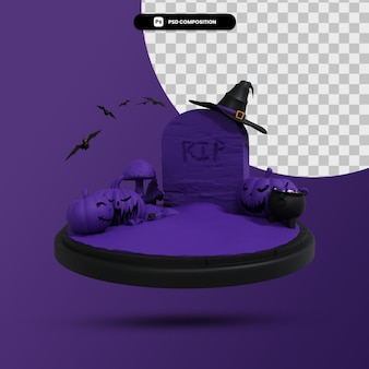 Ilustração da renderização 3d da cena escura do dia das bruxas isolada