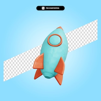 Ilustração da renderização 3d do foguete isolada