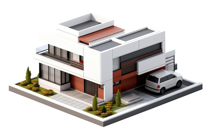 PSD grátis ilustração de casa e propriedade 3d
