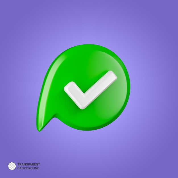PSD grátis ilustração de elemento 3d ícone de marca de seleção verde