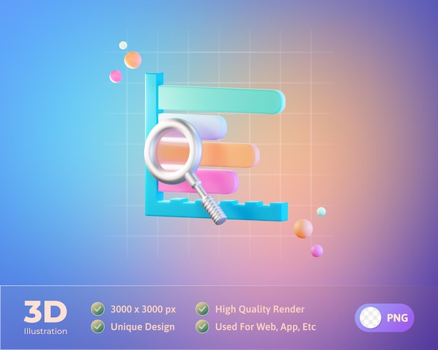 PSD grátis ilustração de ícone 3d de informações de dados de gráfico de barras