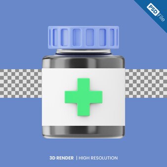 Ilustração de ícone de frasco de remédio 3d