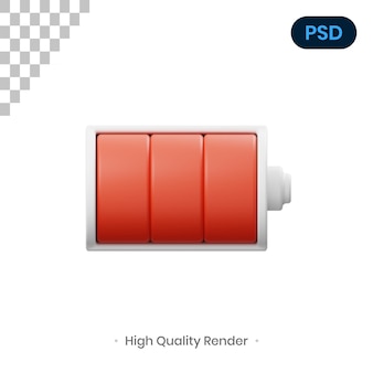 Ilustração de renderização 3d completa da bateria psd premium