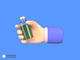 Ilustração de renderização 3d de ícone de garrafa de vacina