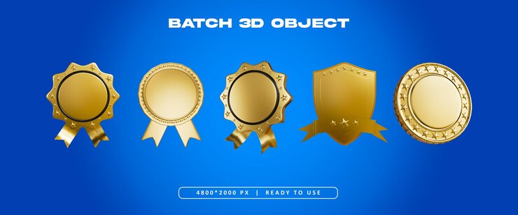 PSD grátis ilustração de renderização 3d do golden batch set object