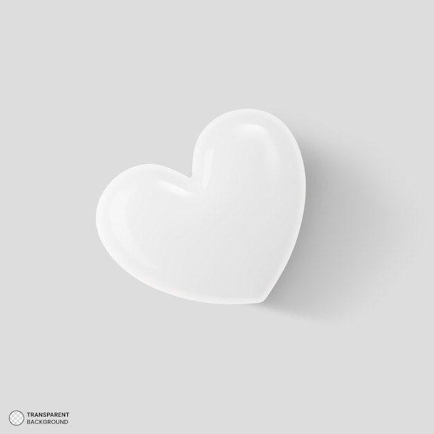 Ilustração de renderização 3d em formato de coração branco