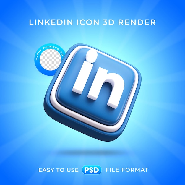 PSD grátis ilustração de renderização 3d isolada do ícone do logotipo do linkedin