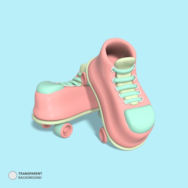 Ilustração de renderização 3d isolada ícone de patins